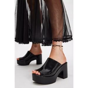 Free People Melissa Hype Black Platform Mule Size 6 Jelly Slip On Open Toe Heel